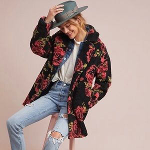Anthropologie Winter Roses Coat